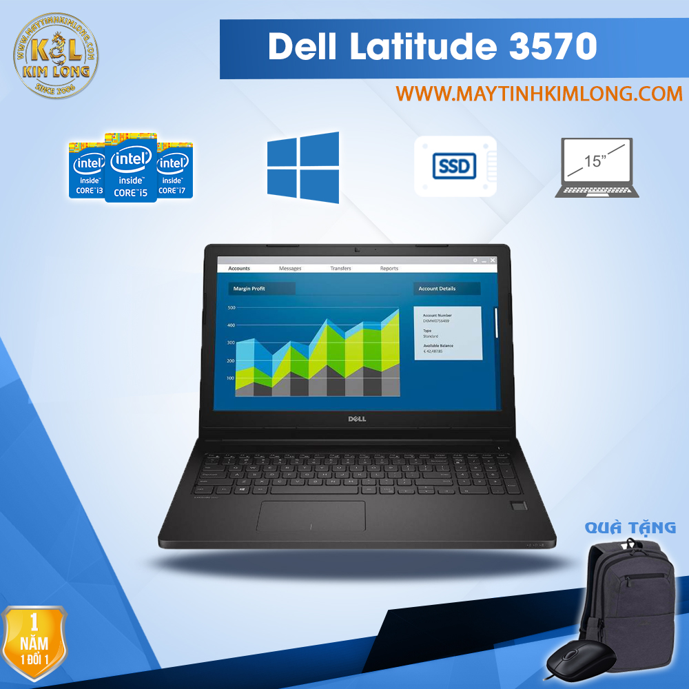 Laptop Dell Latitude 3570 i5 6200U/DDR3 8GB/SSD120GB - 15.6 inch